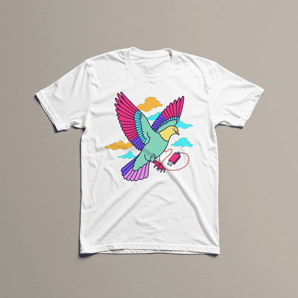 Paloma USB en camiseta